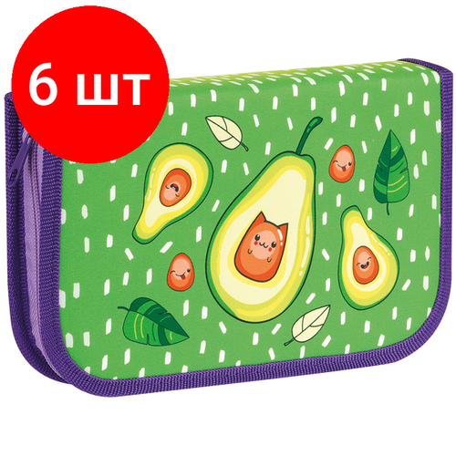 Комплект 6 шт, Пенал 1 отделение, 210*130 ArtSpace Avocado, две откидные секции, ткань комплект 9 шт пенал 1 отделение 210 130 artspace fairy tale две откидные секции ткань