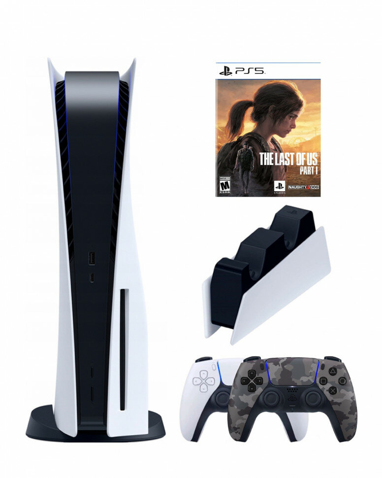 Игровая приставка Sony PlayStation 5 (3-ревизия)+2-й геймпад(камуфляж)+зарядное+The Last of Us Part I, 825 ГБ