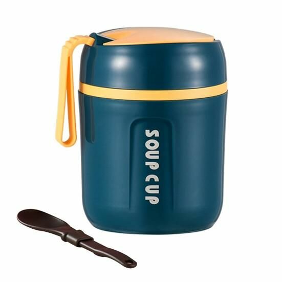 фото Термос непроливайка для супа и еды со складной ложкой