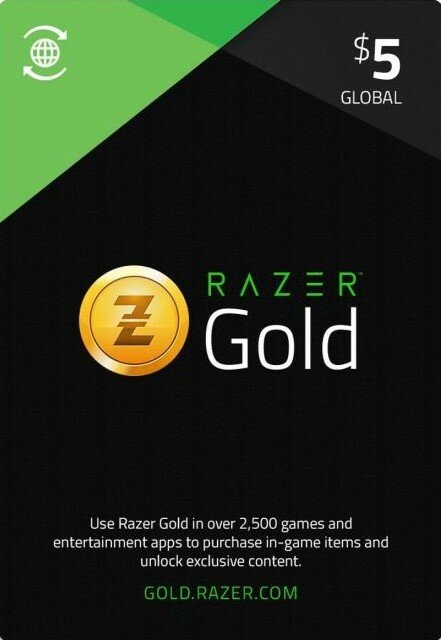 Код пополнения Razer Gold Card номиналом 5 USD Global, Gift Card 5$, все регионы
