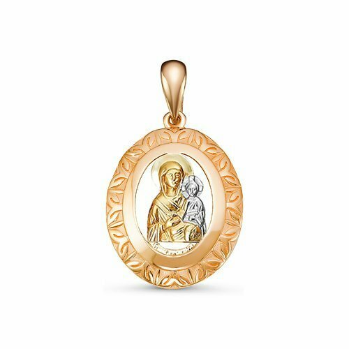 Иконка Del'ta, комбинированное золото, 585 проба подвеска богоматерь с младенцем