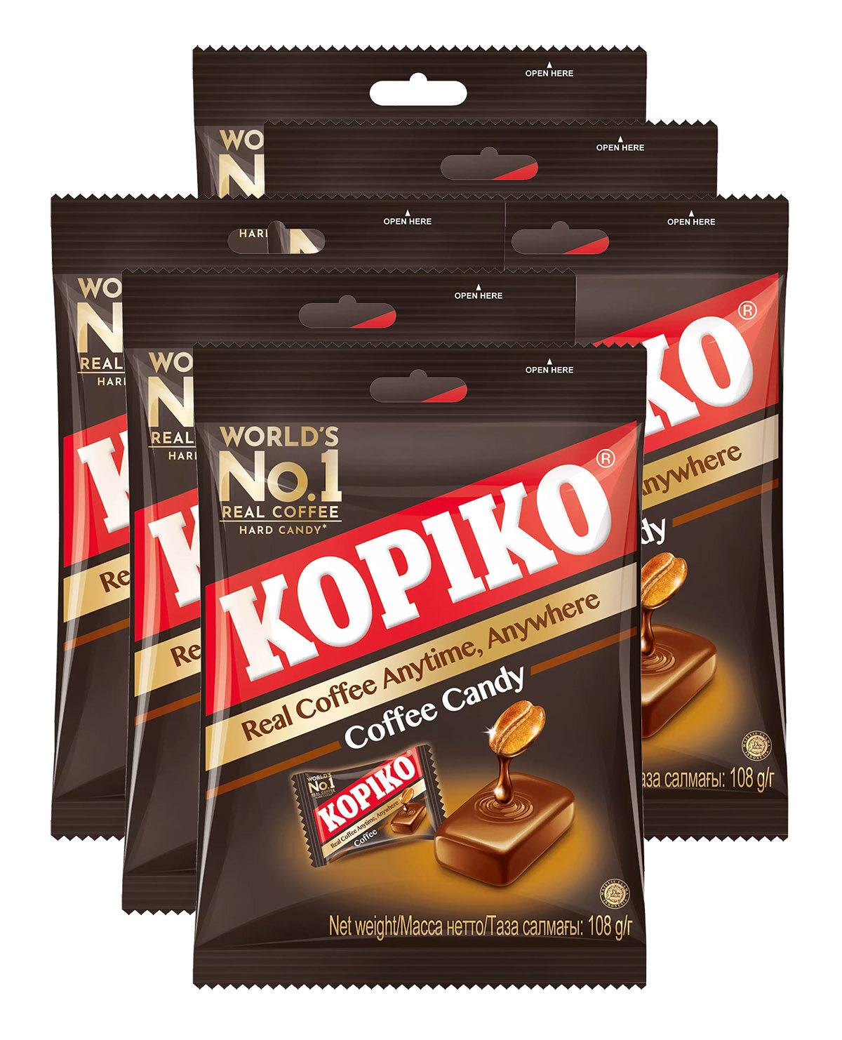 Kopiko Coffee Candy 108г х 6 уп, Леденцы со вкусом кофе от Копико - фотография № 1