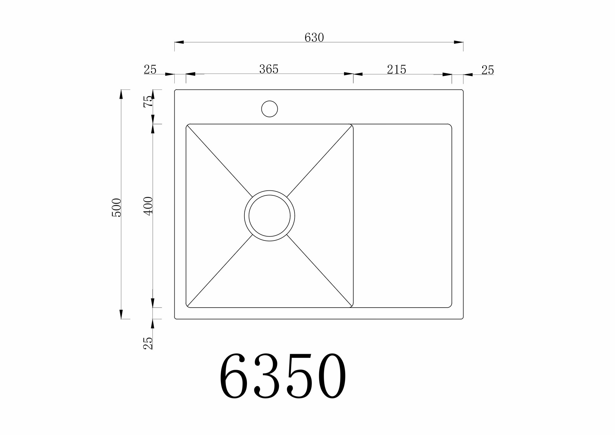 Мойка для кухни из нержавеющей стали с крылом РМС MRK-6350BL-L - фотография № 4