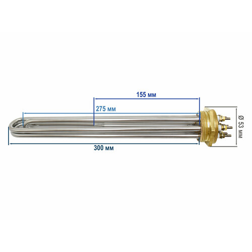 Нагревательный элемент (ТЭН) для водонагревателя 9000W D47 мм L300 мм (Блок-тэн)