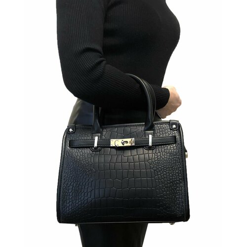 фото Сумка тоут , фактура тиснение, гладкая, черный bental