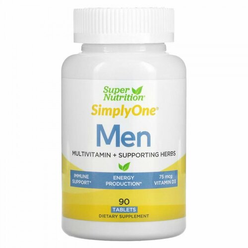 Super Nutrition, SimplyOne, Men&#x27; s Multivitamin + Supporting Herbs, 90 Tablets