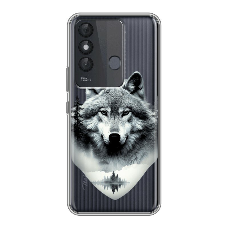 Полупрозрачный дизайнерский силиконовый чехол для Ител Визион 3 Плюс / Itel Vision 3 Plus Волк