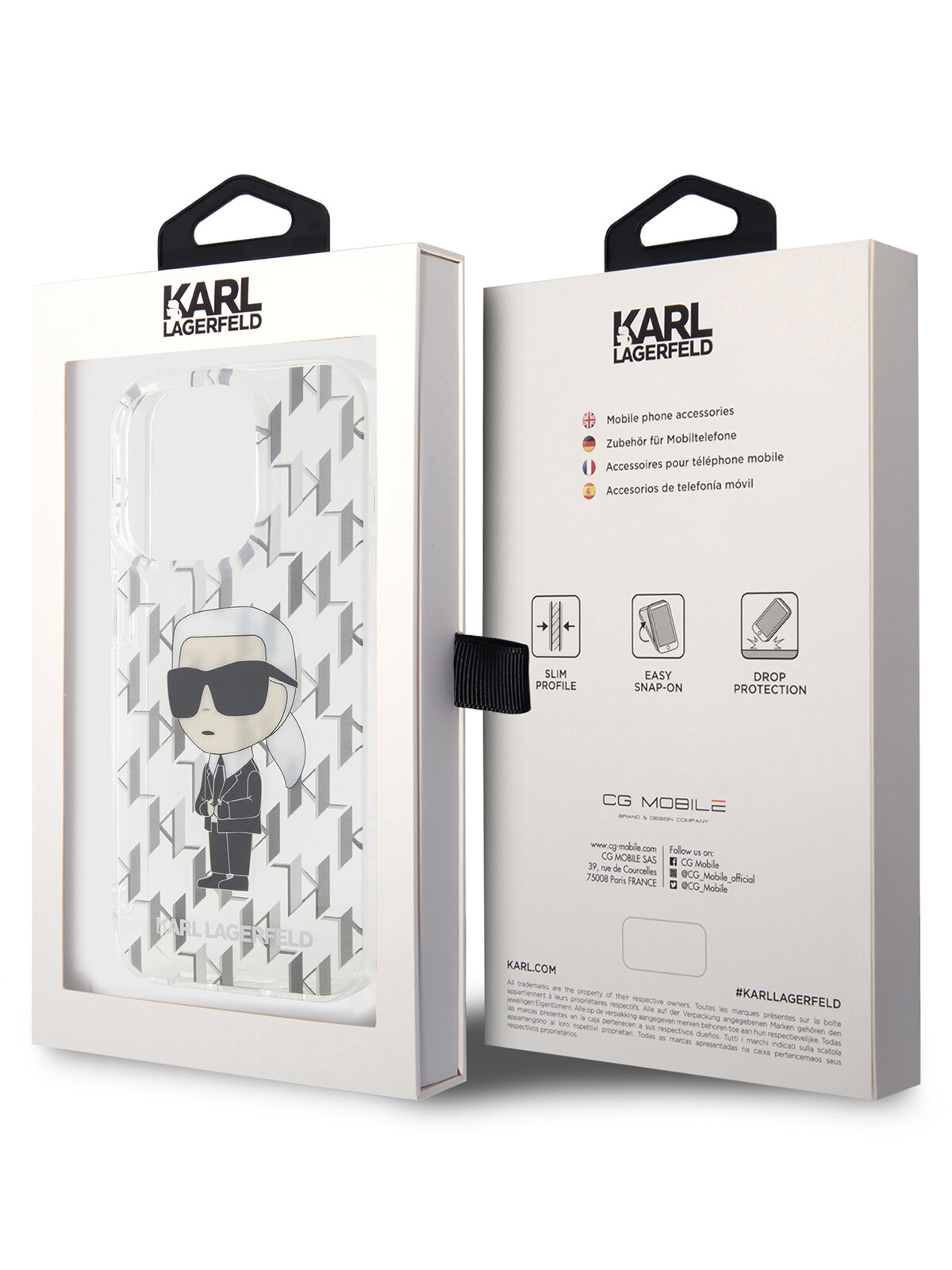 Karl Lagerfeld для iPhone 15 Pro чехол пластиковый Monogram NFT Karl Ikonik Hard Transparent