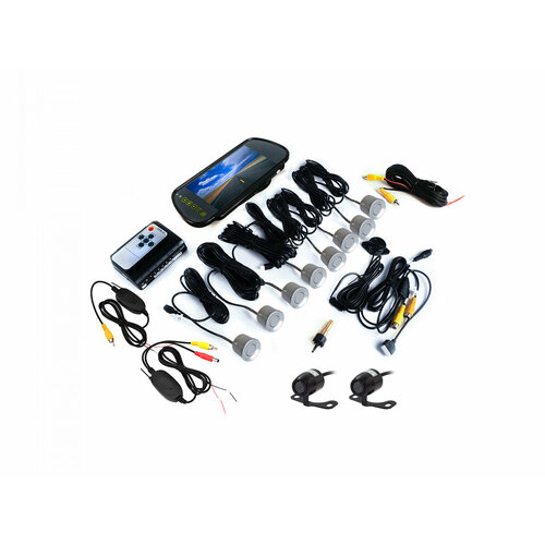 MasterPark 041-8-WZ-SILVER K83726STA серебряные датчики - беспроводной парктроник с двумя камерами восемью датчиками и монитором в зеркале 1910800₽