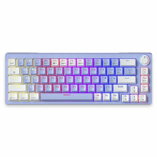 Клавиатура игровая проводная VOROTEX K680 Yellow Switch, русская раскладка (Фиолетовый, белый)