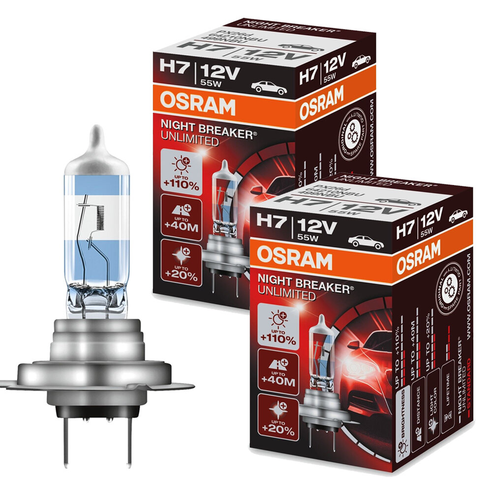 фото Лампа галогеновая H7 12V 55W OSRAM Night Breaker Ulimited+110% PX26d (64210NBU*)