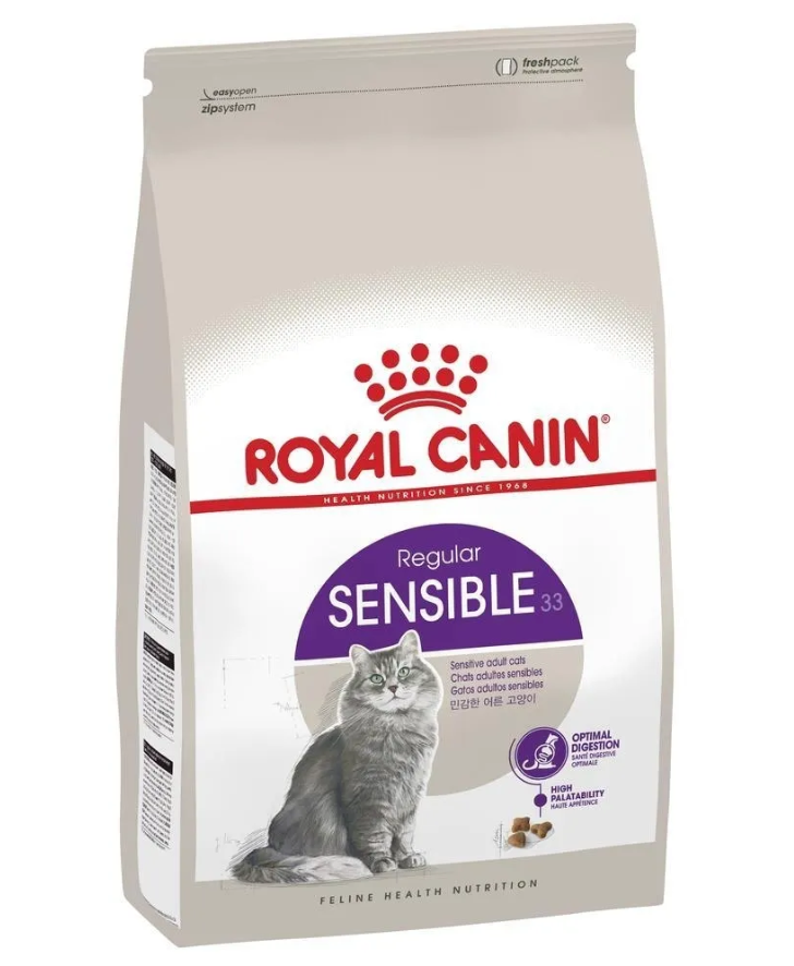 Сухой корм Royal Canin Sensible 33 для взрослых кошек с чувствительной пищеварительной системой, сбалансированный, 400г
