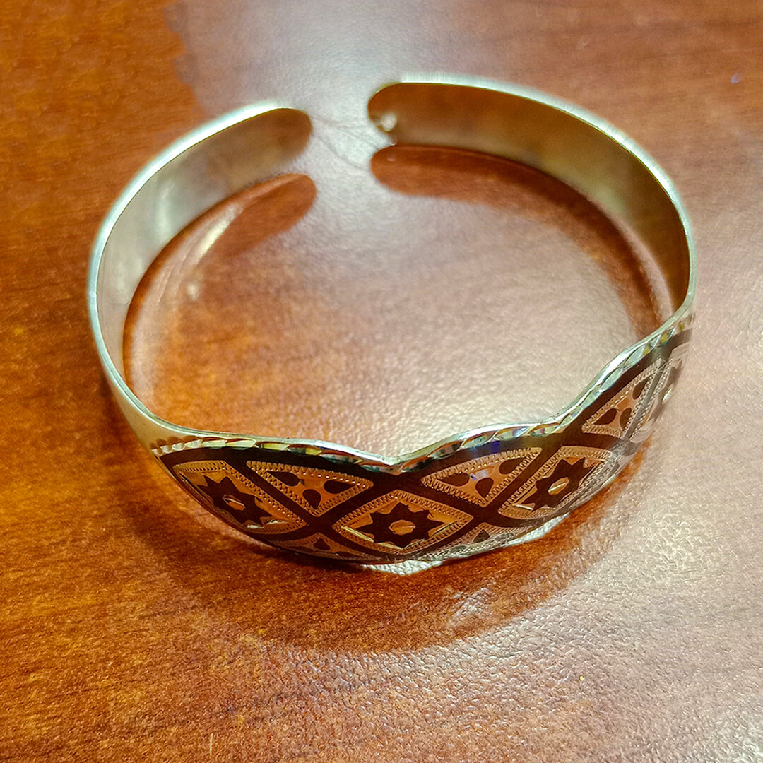 Жесткий браслет, серебро, 875 проба