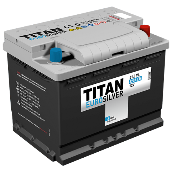 TITAN EUROSILVER 61R 600А Обратная полярность 61 Ач (242x175x190) - фото №3