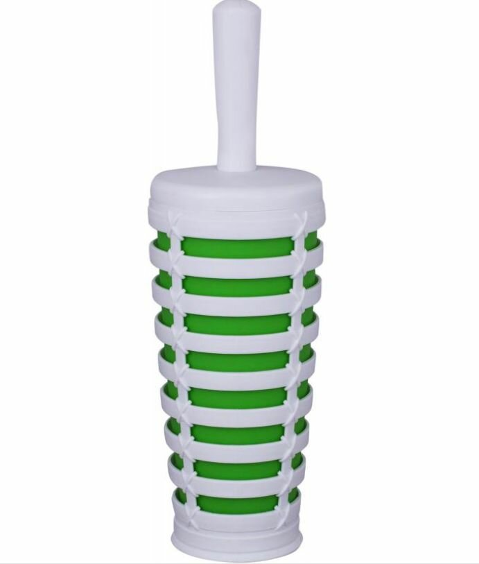 Напольный ершик Primanova M-E22-01-05 пластиковый с закрытой туалетной щёткой для унитаза цвет зеленый размер диаметр 12 см высота 37 см