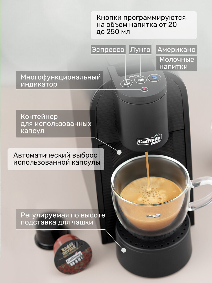 Кофемашина капсульная Caffitaly Volta S36 черная и 12 капсул кофе ассорти - фотография № 4
