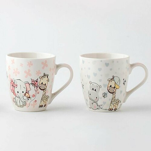 Набор фарфоровых кружек 2 шт 245мл Милые зверушки ф Бочка 560₽