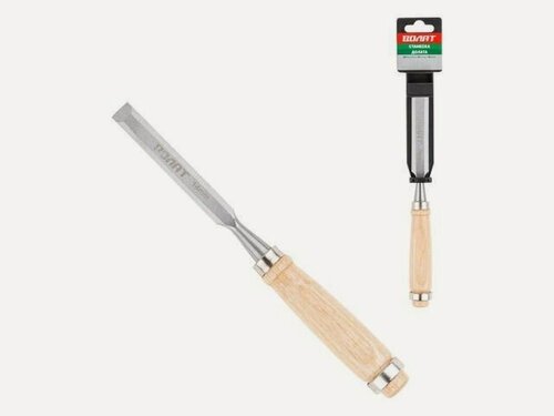 Изображение товара Стамеска плоская 14мм волат (деревянная рукоятка, металлическое кольцо)