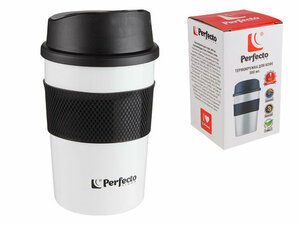 Термокружка для кофе белая 380 мл, нержавеющая сталь, PERFECTO LINEA