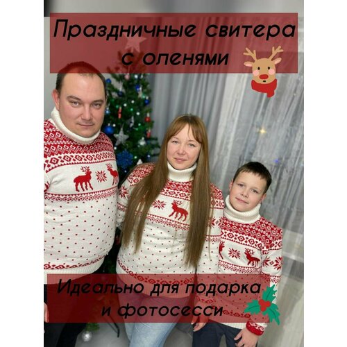фото Свитер , размер 52, красный, белый mr.шишкин