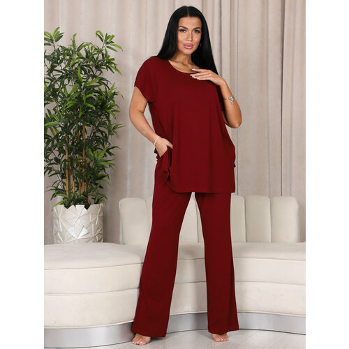 Пижама IvCapriz, размер 54, бордовый костюм ivcapriz размер 54 бордовый белый