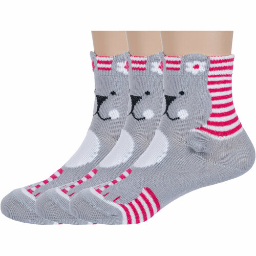 фото Носки красная ветка 3 пары, размер 12-14, серый, розовый