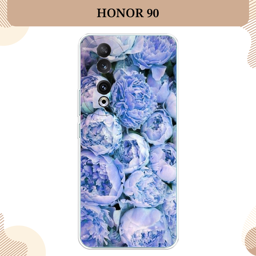 Силиконовый чехол Пионы голубые на Honor 90 / Хонор 90 силиконовый чехол на honor 90 хонор 90 голубые клематисы прозрачный