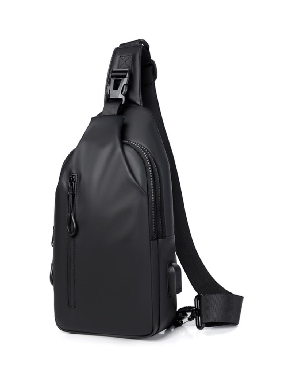 Рюкзак молодежный, спортивный, однолямочный, слинг CityFOX, Looks of the City RK-sling-12-USB/черный