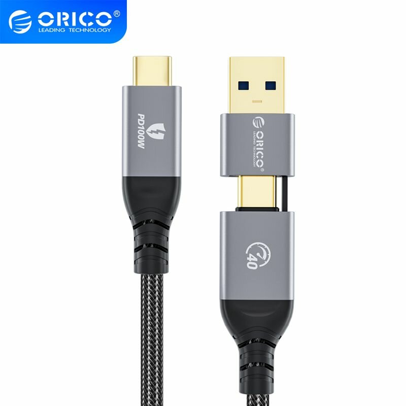 USB Кабель Type-C на Type-C с переходником на USB-A, черный (ORICO-ACC40-15-BK-BP)