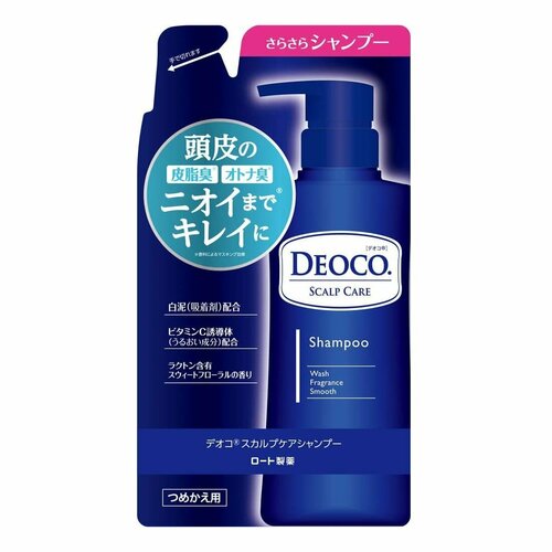 ROHTO Deoco Scalp Care Shampoo шампунь против запаха пота, сменный блок, 285мл, Япония