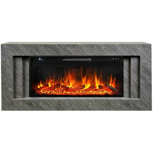 Электрокамин RoyalFlame Line 42 cерый бетон с очагом Vision 42 LOG LED, 5 уровней яркости пламени, пульт ДУ