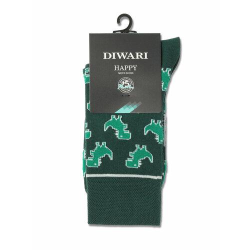 Носки мужские с рисунками DiWaRi HAPPY, размер 29(44-45), цвет 143-Тёмно-зелёный
