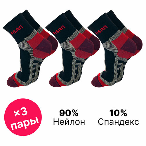 фото Носки asan, 3 пары, размер 38-42, красный