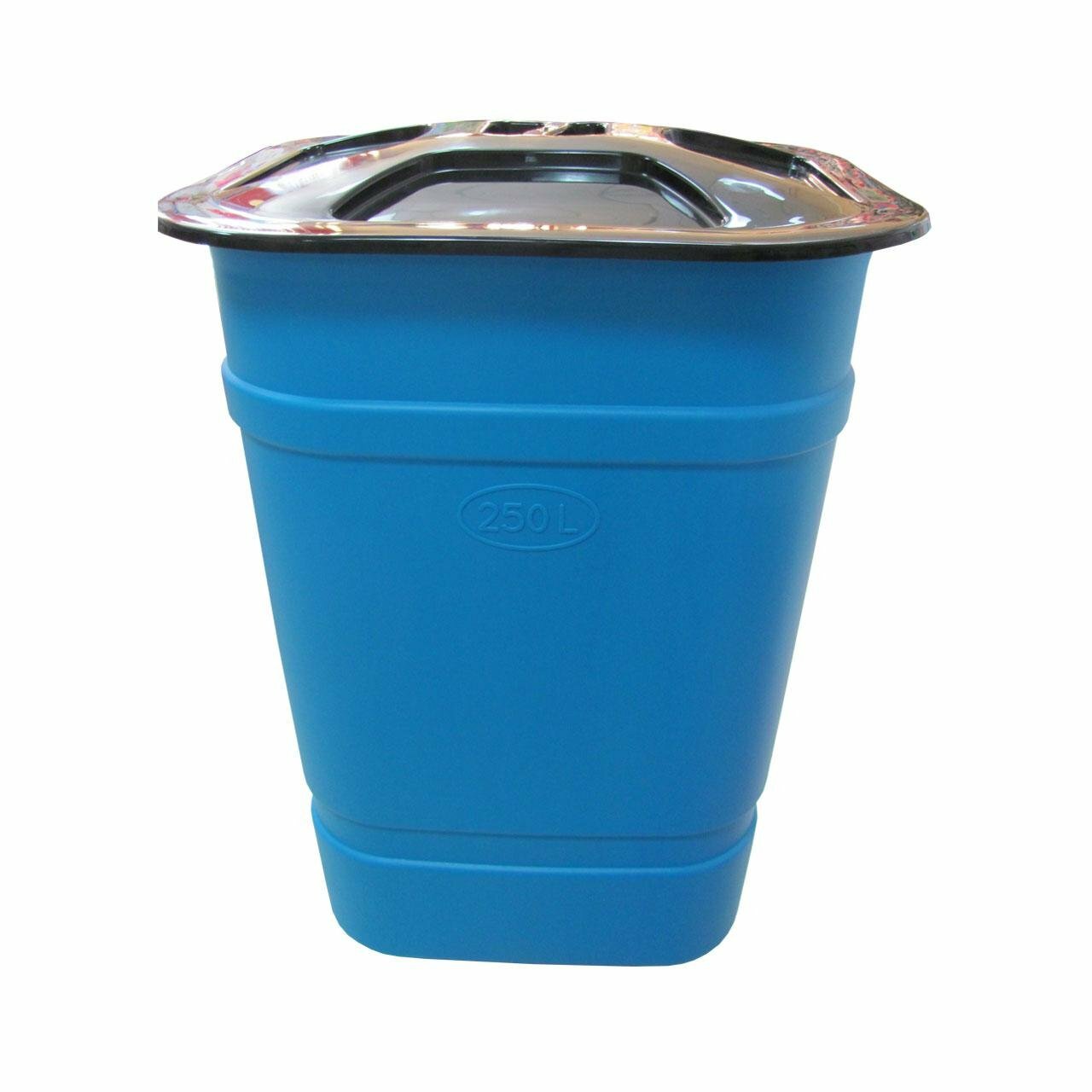 Бочка-бак для воды с крышкой, объем 250 л, материал пластик, цвет синий