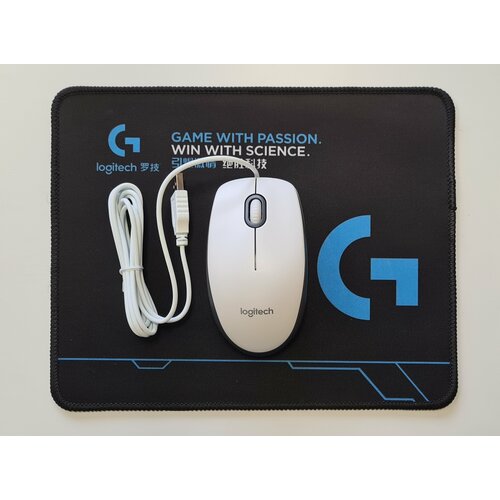 Комплект Мышь Logitech M100r белая Коврик 260 X 210 X 3мм 1150₽