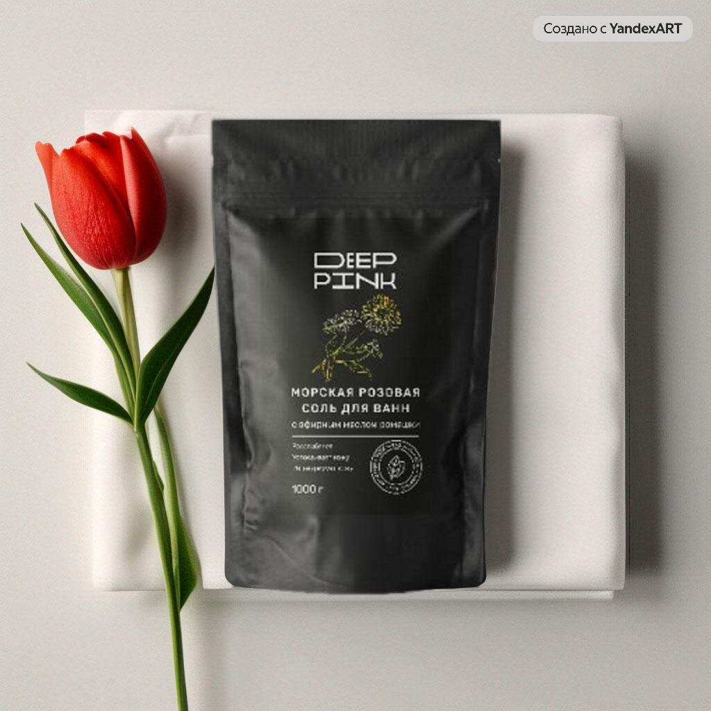 фото Deep Pink, Крымская морская розовая соль для ванн с эфирным маслом Ромашки / повышает иммунитет / облегчает суставные боли / 1000 г.