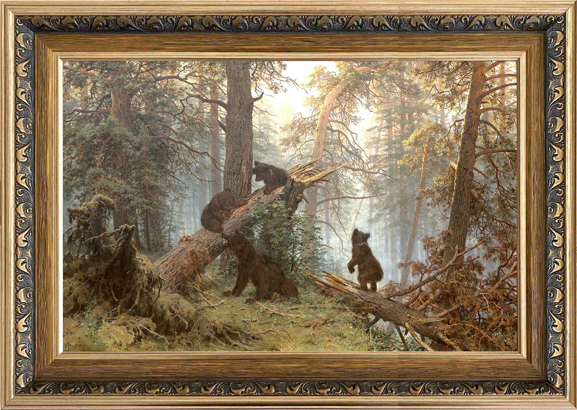 Репродукция картины И. И. Шишкин "Утро в сосновом лесу" 39х51