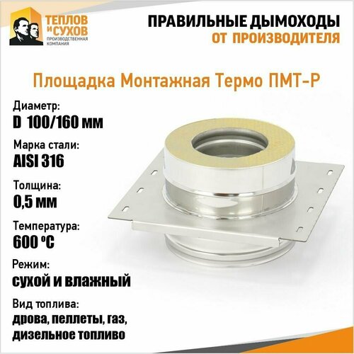 Площадка монтажная термо ПМТ-Р 316, 0,5/304 d 100/160 М с хомутом