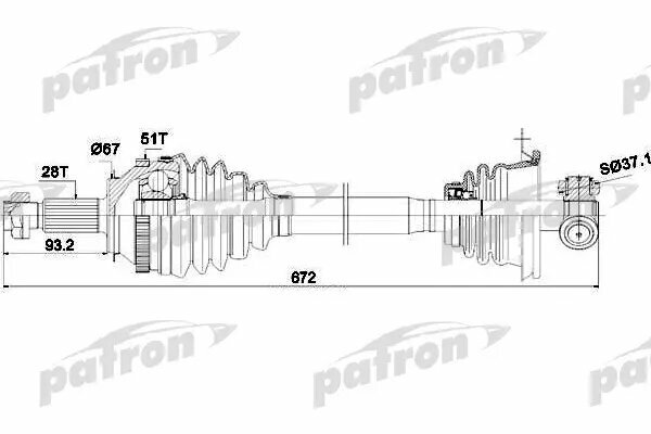 PATRON PDS1407 Полуось лев RENAULT: MASTER II автобус 2.5 D/2.8 dTI 98-