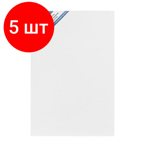 Комплект 5 штук, Картон грунтованный односторонний Малевичъ (20х30 см), 312030