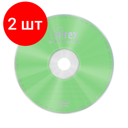 комплект 2 упаковок носители информации cd rw 4x 12x mirex cake 10 ul121002a8l Комплект 2 упаковок, Носители информации DVD-RW, 4x, Mirex, Cake/25, UL130032A4M