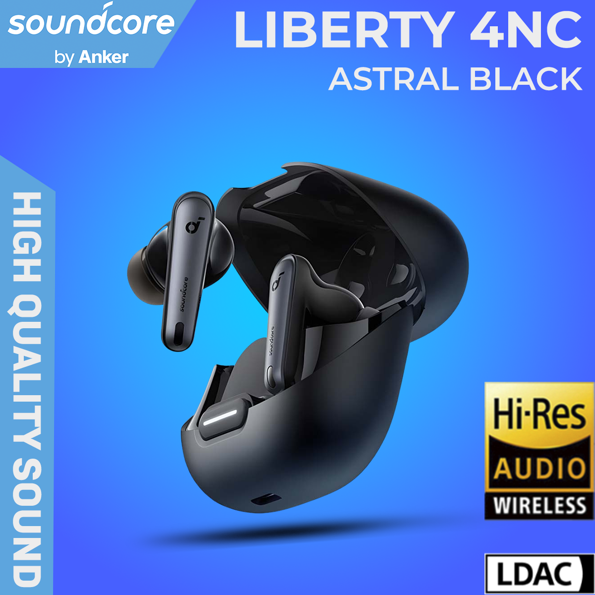 Беспроводные наушники Anker Soundcore Liberty 4 NC Global - Улучшенная версия, Новинка 2023 - Оригинал, Черный