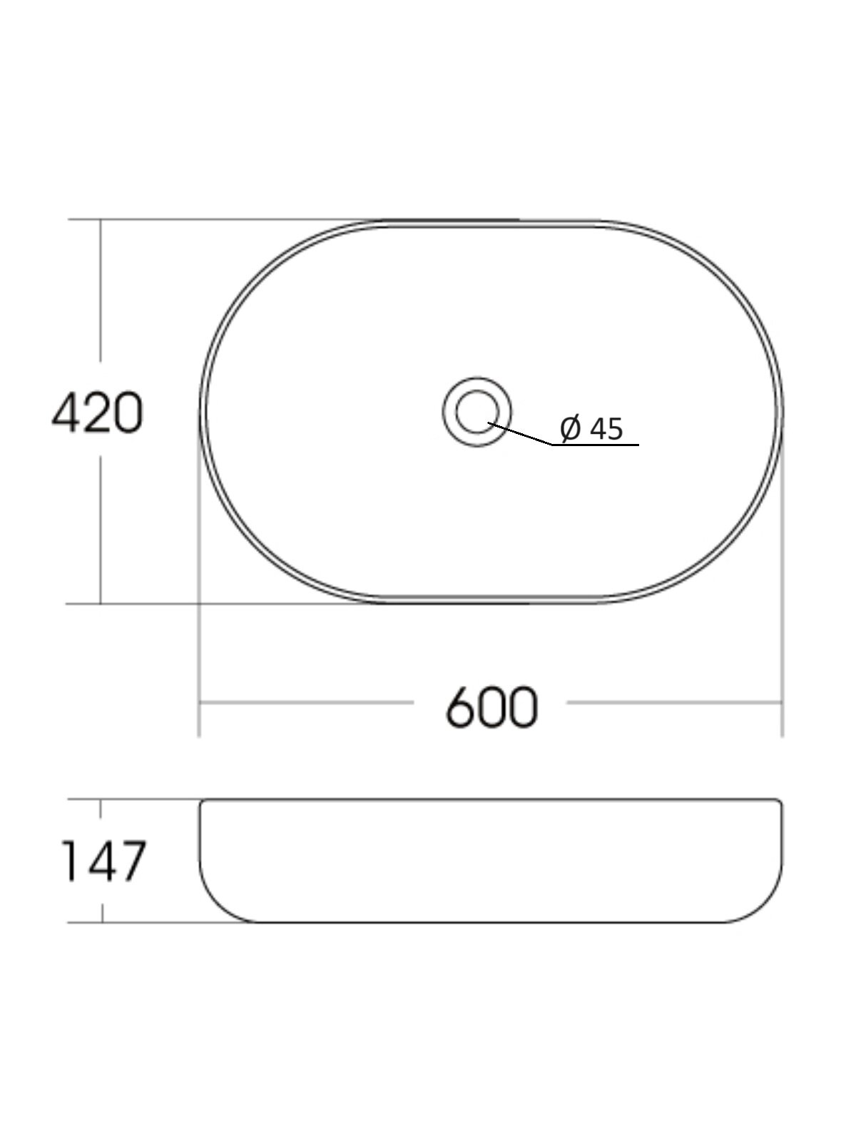 Раковина накладная Orange B04-600W санфарфор, белый глянец - фотография № 4