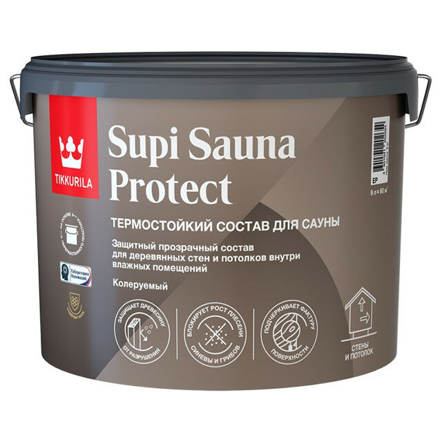 Состав для сауны TIKKURILA Supi Sauna Protect 9л бесцветное, арт.700014052