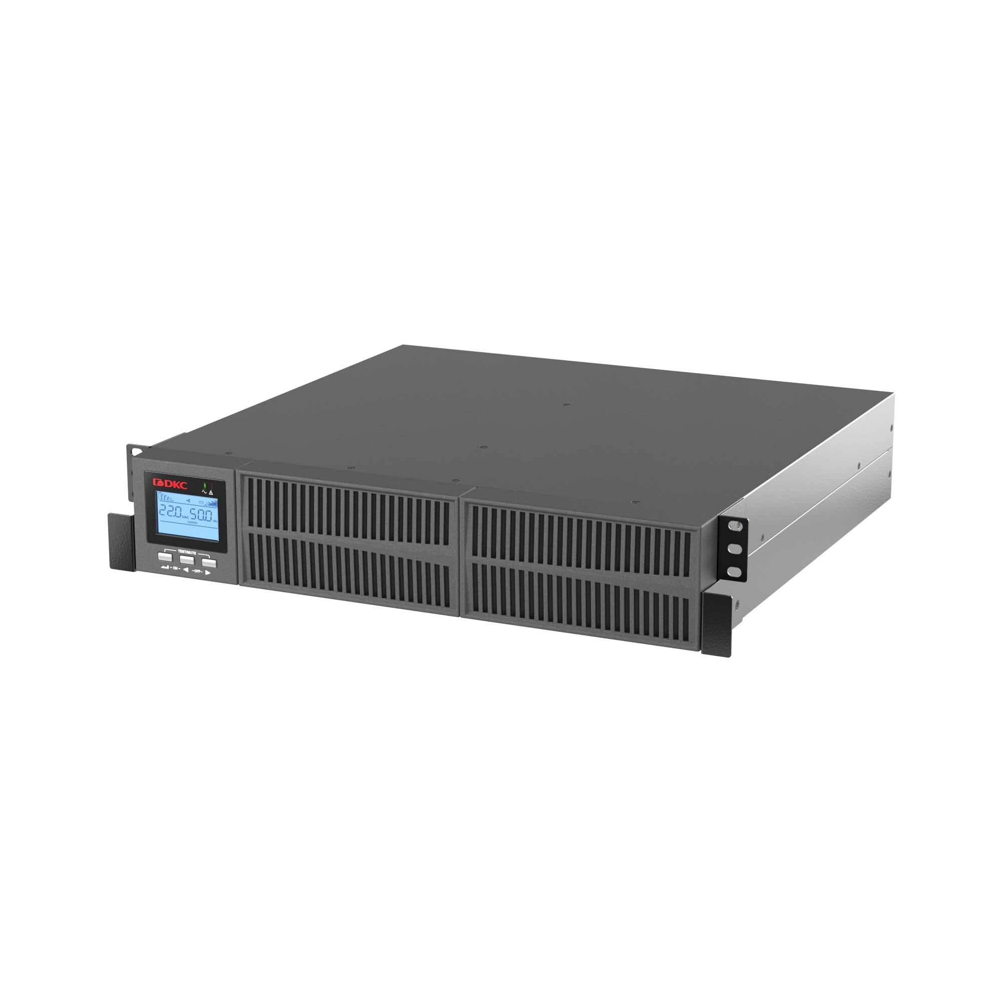 Онлайн ИБП ДКС серии Small Rackmount, 1000 ВА/900 Вт, 1/1, 6xIEC C13, EPO, USB, RS-232, Rack 2U, 2x9Ач