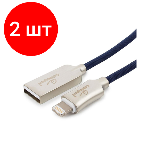 Комплект 2 штук, Кабель USB 2.0 - Lightning MFI, М/М, 1.8 м, Cablexpert, CC-P-APUSB02Bl-1.8M кабель usb 2 0 lightning mfi м м 1 м cablexpert бел cc p apusb02w 1m 1393303