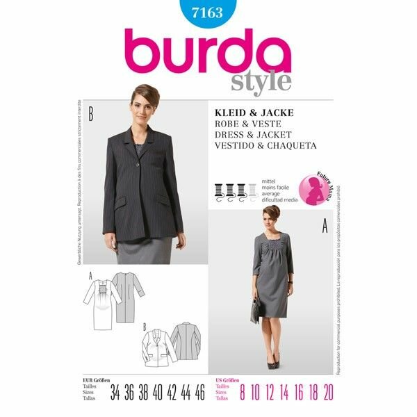 Выкройка Burda 7163-Жакет Платье для будущей мамы