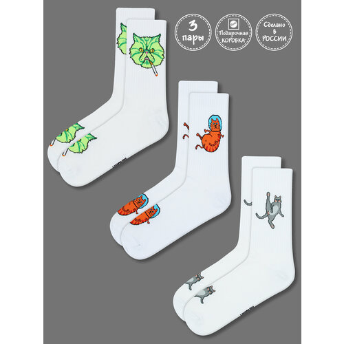 Носки Kingkit, 3 пары, размер 36-41, красный, зеленый, белый носки kingkit размер 36 41 белый зеленый красный