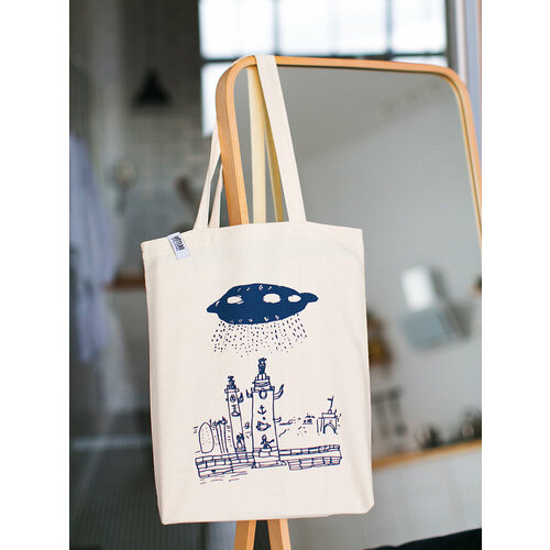 Сумка шоппер простые вещи, фактура гладкая, бежевый