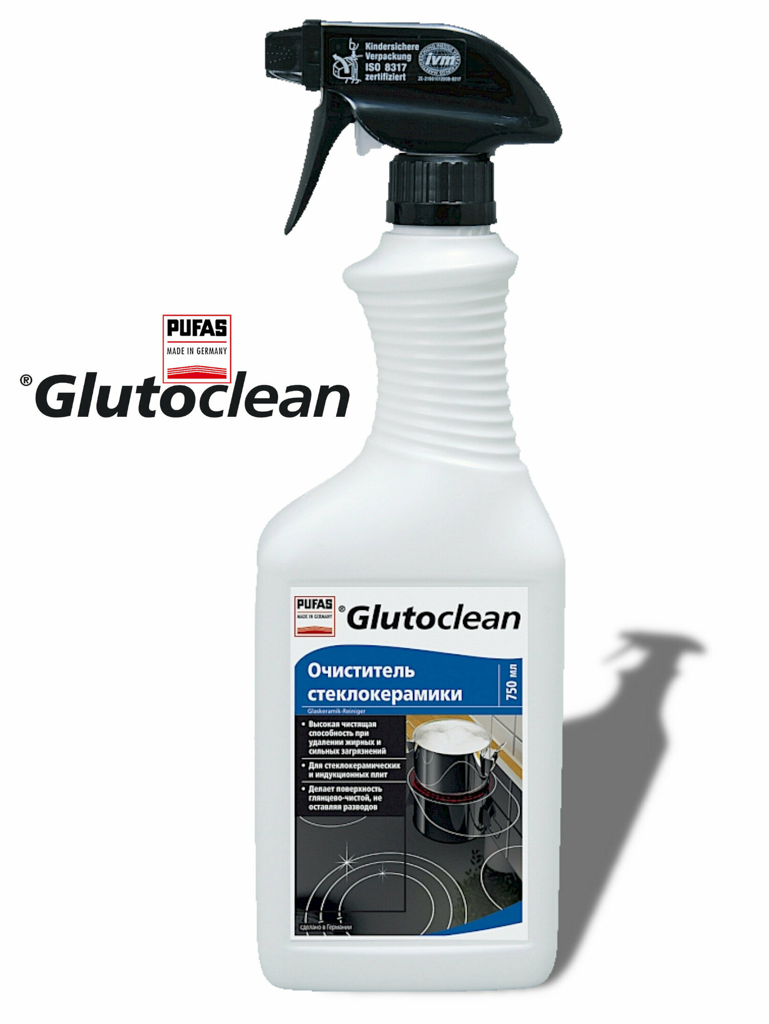 Очиститель стеклокерамики, Pufas Glutoclean Glaskeramik Reiniger, 750 мл.